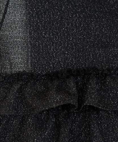 透明 閃光 蕾絲 褶邊 分層開衫