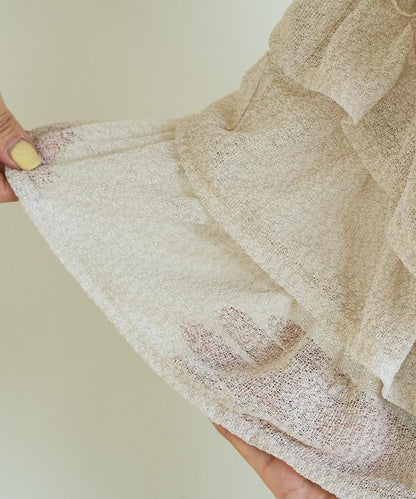 透明 閃光 蕾絲 褶邊 分層開衫