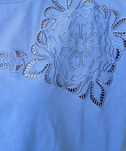 花紋 刺繡 寬鬆 半袖 T恤