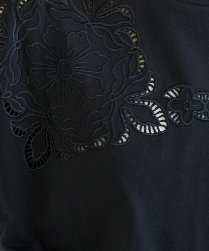 花紋 刺繡 寬鬆 半袖 T恤
