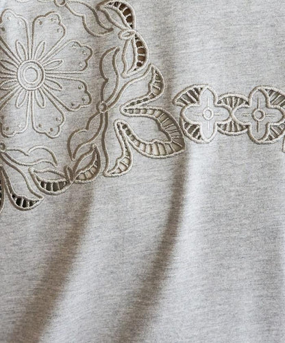 花紋 刺繡 寬鬆 半袖 T恤