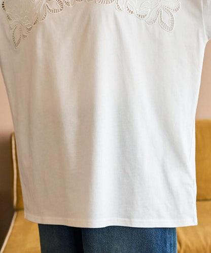 花紋 刺繡 寬鬆 半袖 T恤