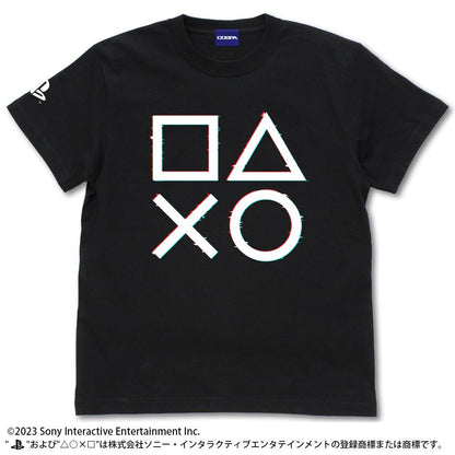 《PlayStation》_L尺寸_T恤 for PlayStation 形狀標誌 故障版/黑色-