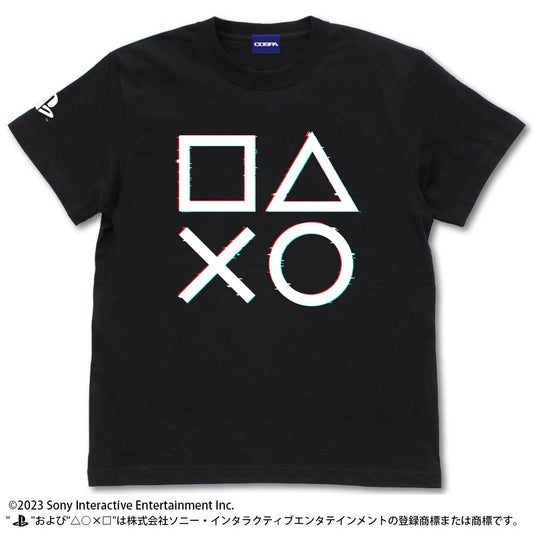 《PlayStation》_L尺寸_T恤 for PlayStation 形狀標誌 故障版/黑色-