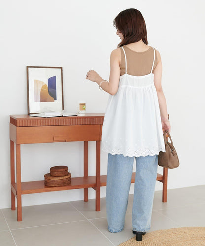 蕾絲拼接吊帶長款上衣