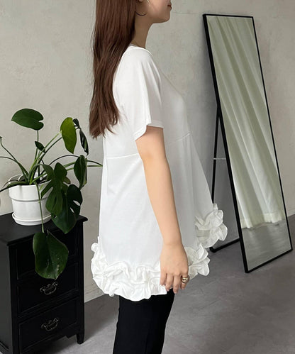 下襬荷葉邊荷葉邊T恤