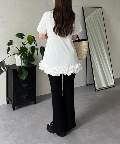 下襬荷葉邊荷葉邊T恤