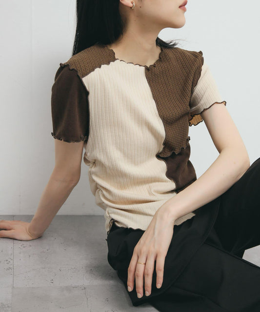 拼色拼接長袖T恤