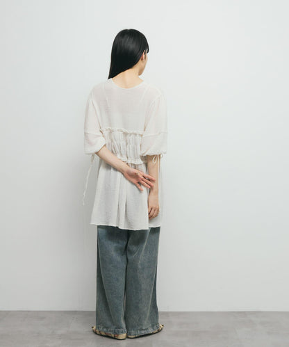 前繫帶蝴蝶結長款上衣