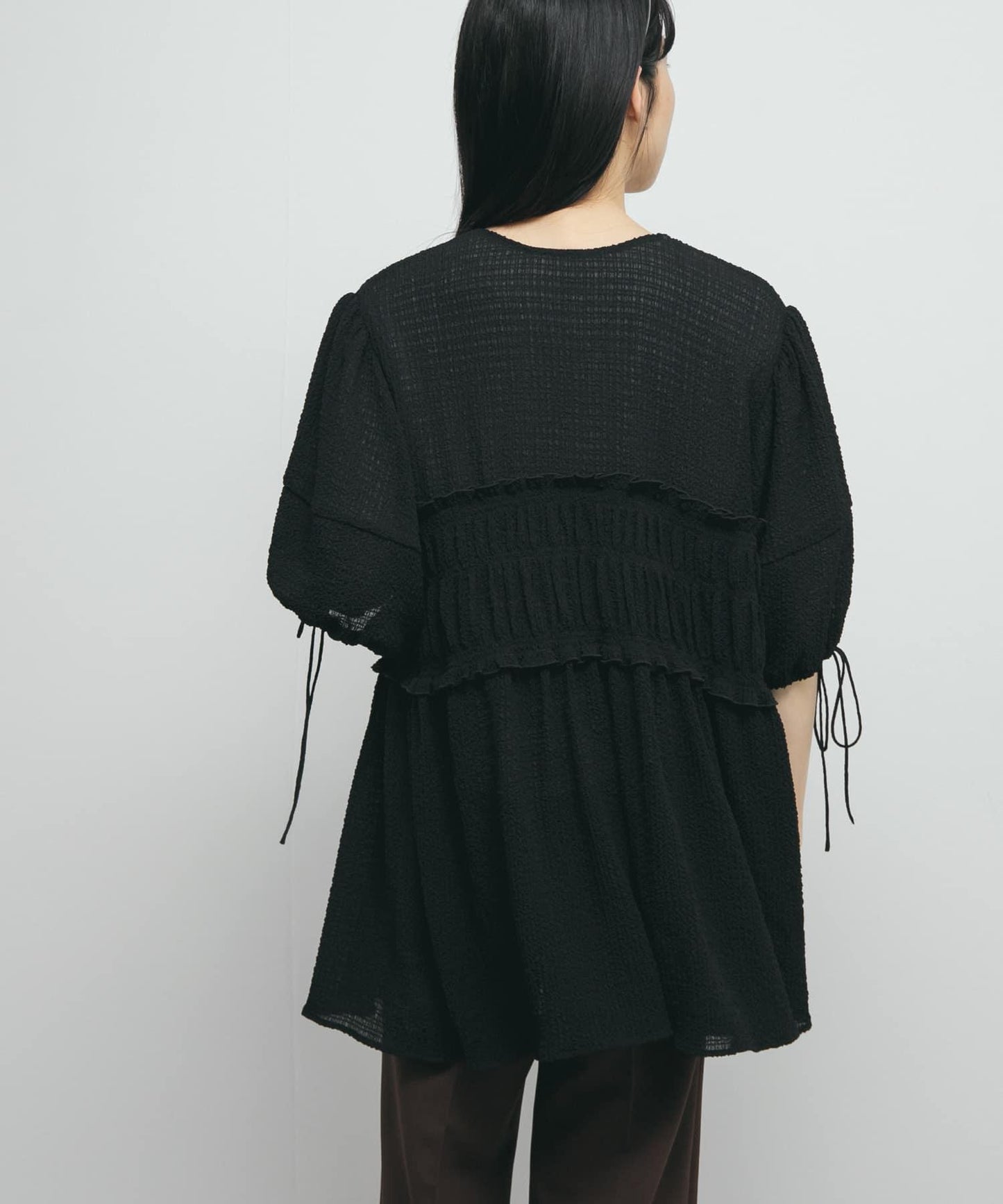 前繫帶蝴蝶結長款上衣