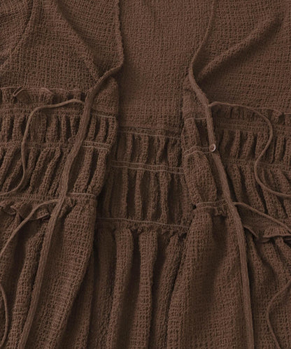 前繫帶蝴蝶結長款上衣