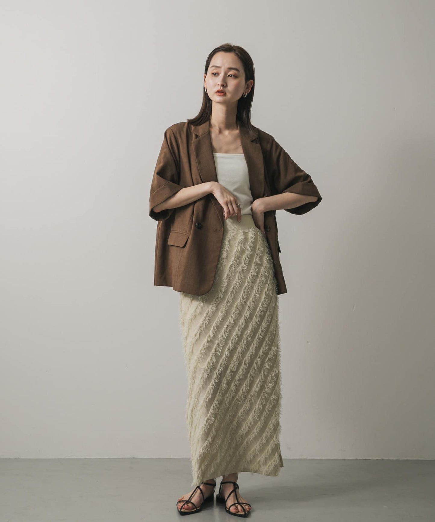 流蘇針織半身裙