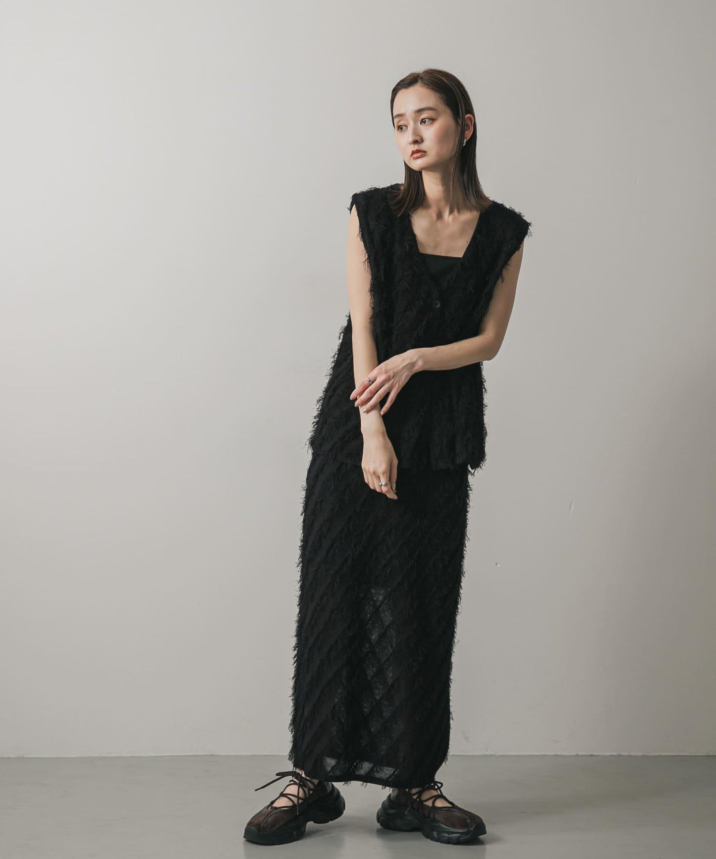 流蘇針織半身裙