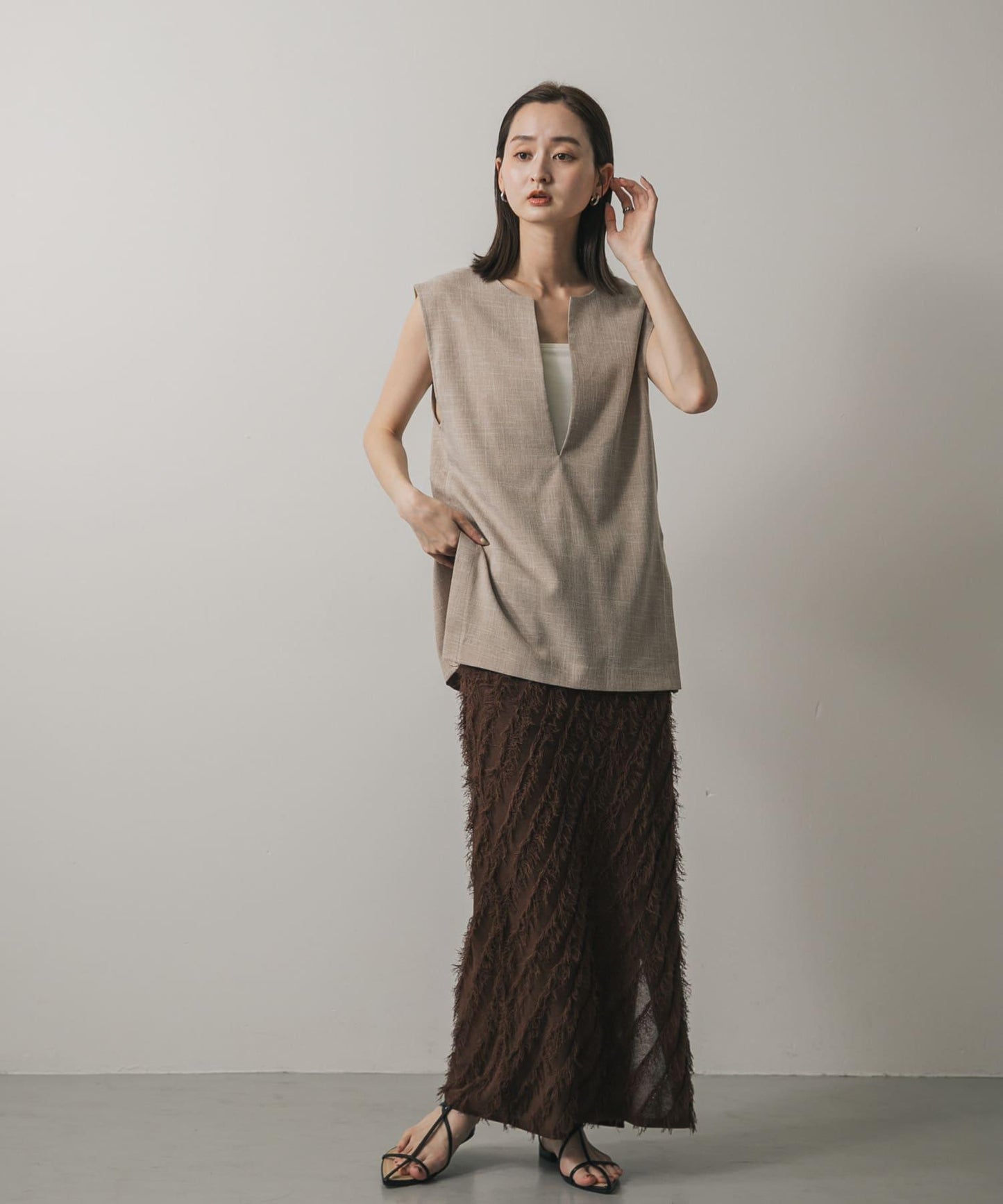 流蘇針織半身裙