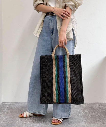 【TARANGO/塔蘭戈】黃麻編織手提購物袋 L