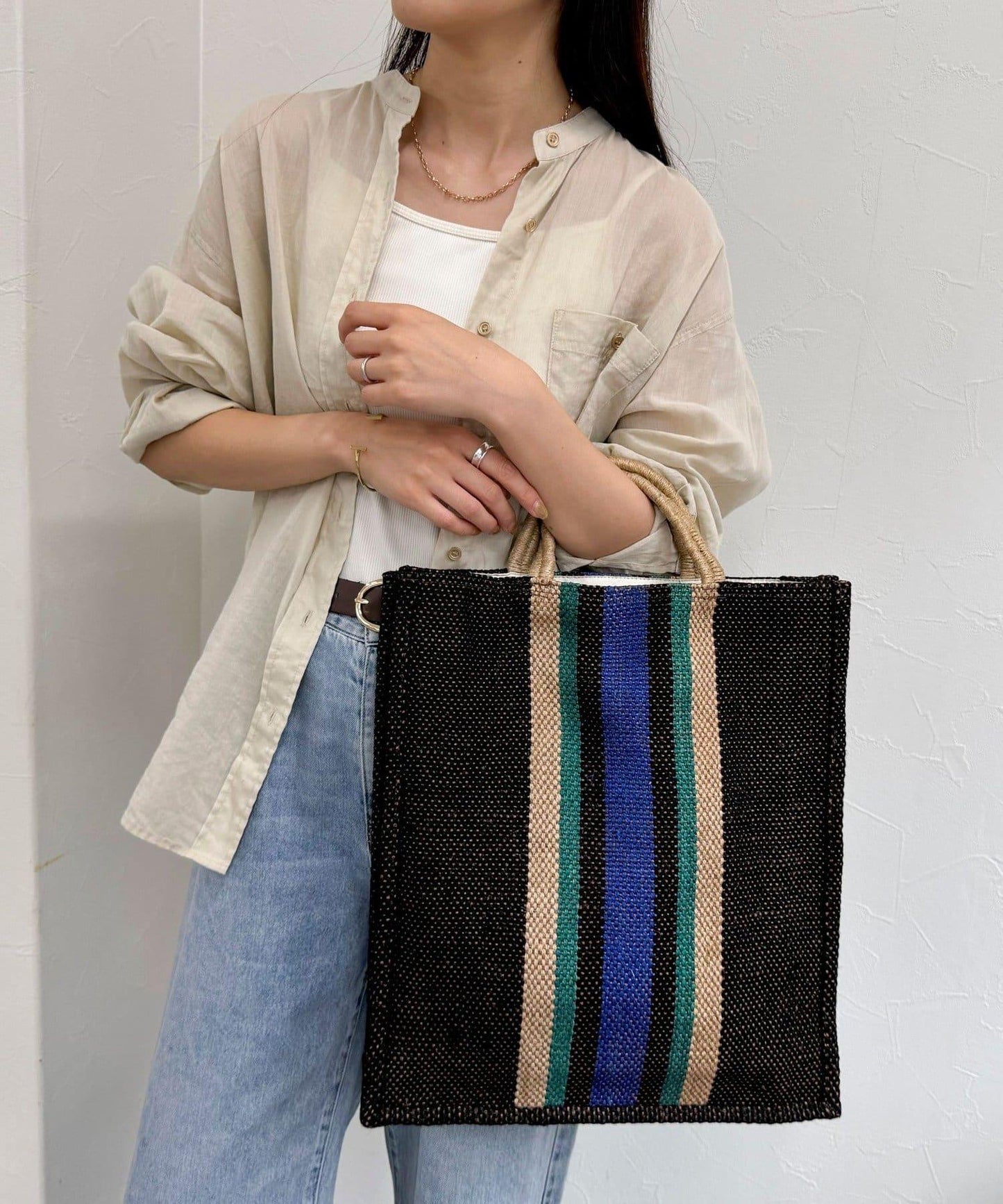 【TARANGO/塔蘭戈】黃麻編織手提購物袋 L