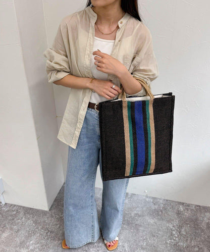 【TARANGO/塔蘭戈】黃麻編織手提購物袋 L