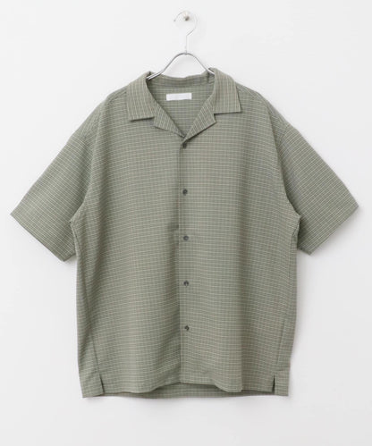 格紋開領短袖襯衫