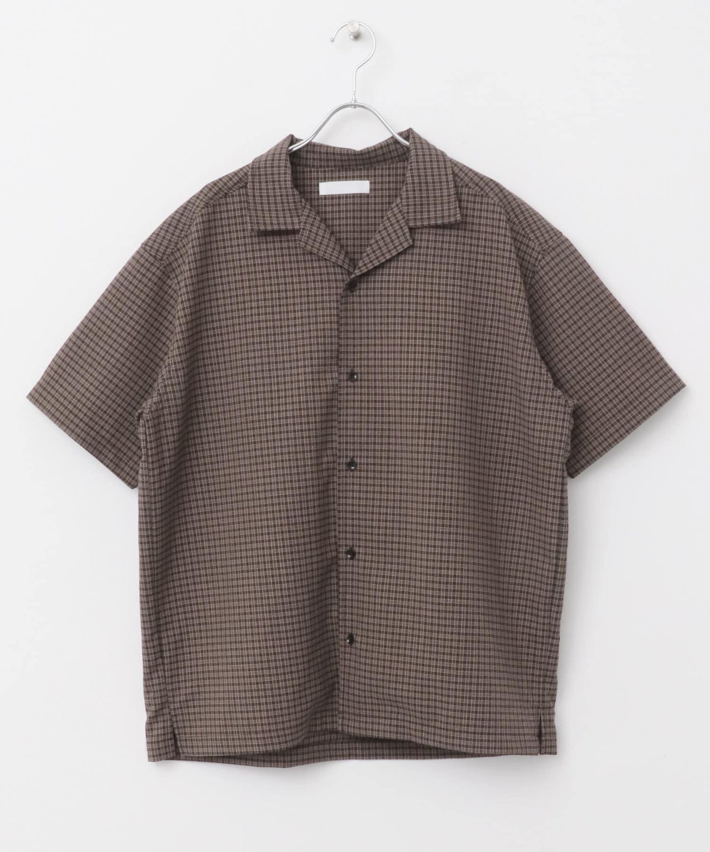 格紋開領短袖襯衫