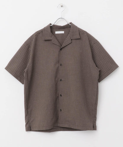 格紋開領短袖襯衫