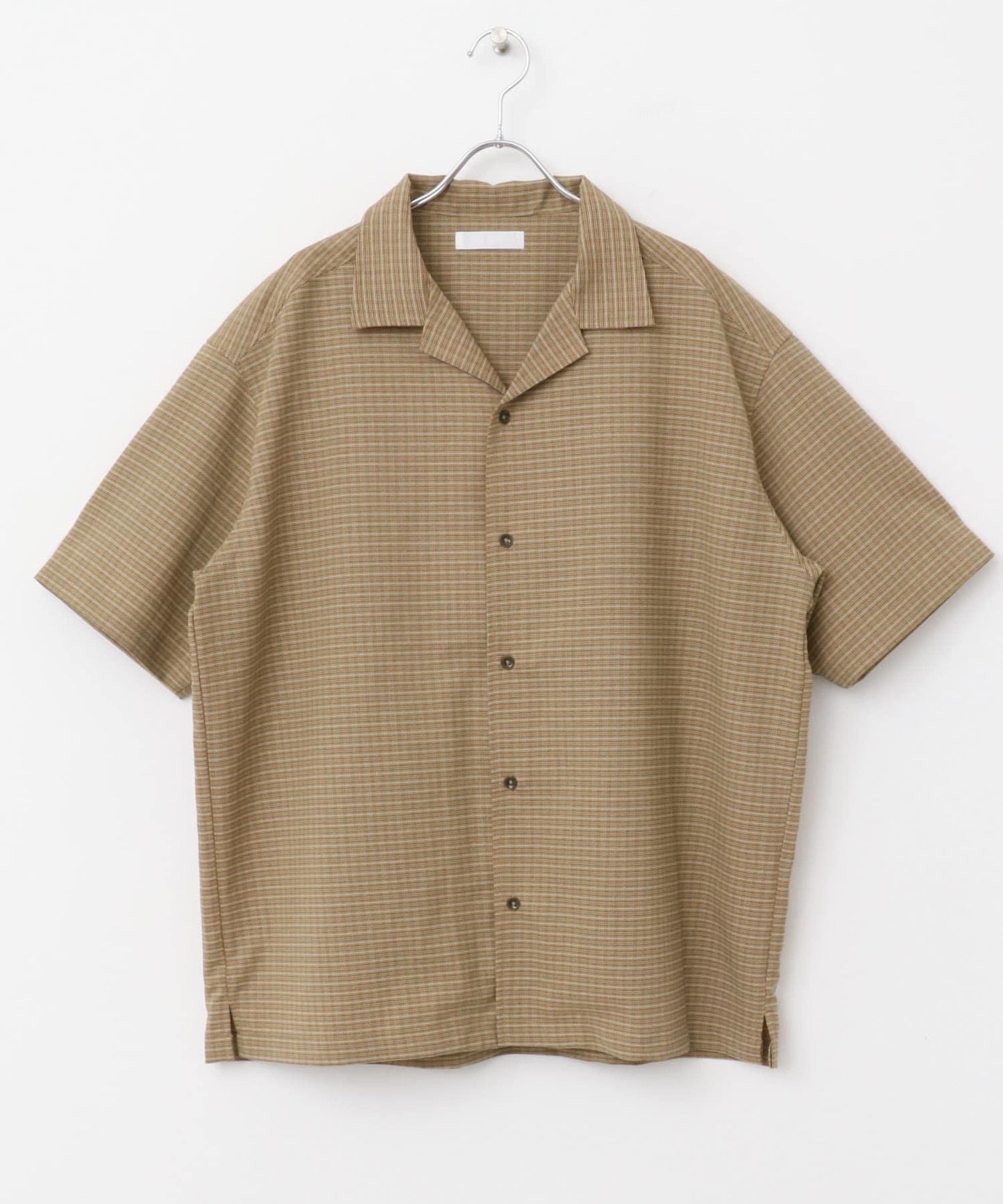 格紋開領短袖襯衫