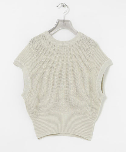 紙紗法式短袖針織衫