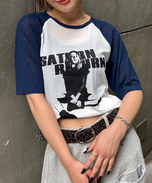 WHO'S WHO gallery Charlotte薄紗插肩五分袖T恤