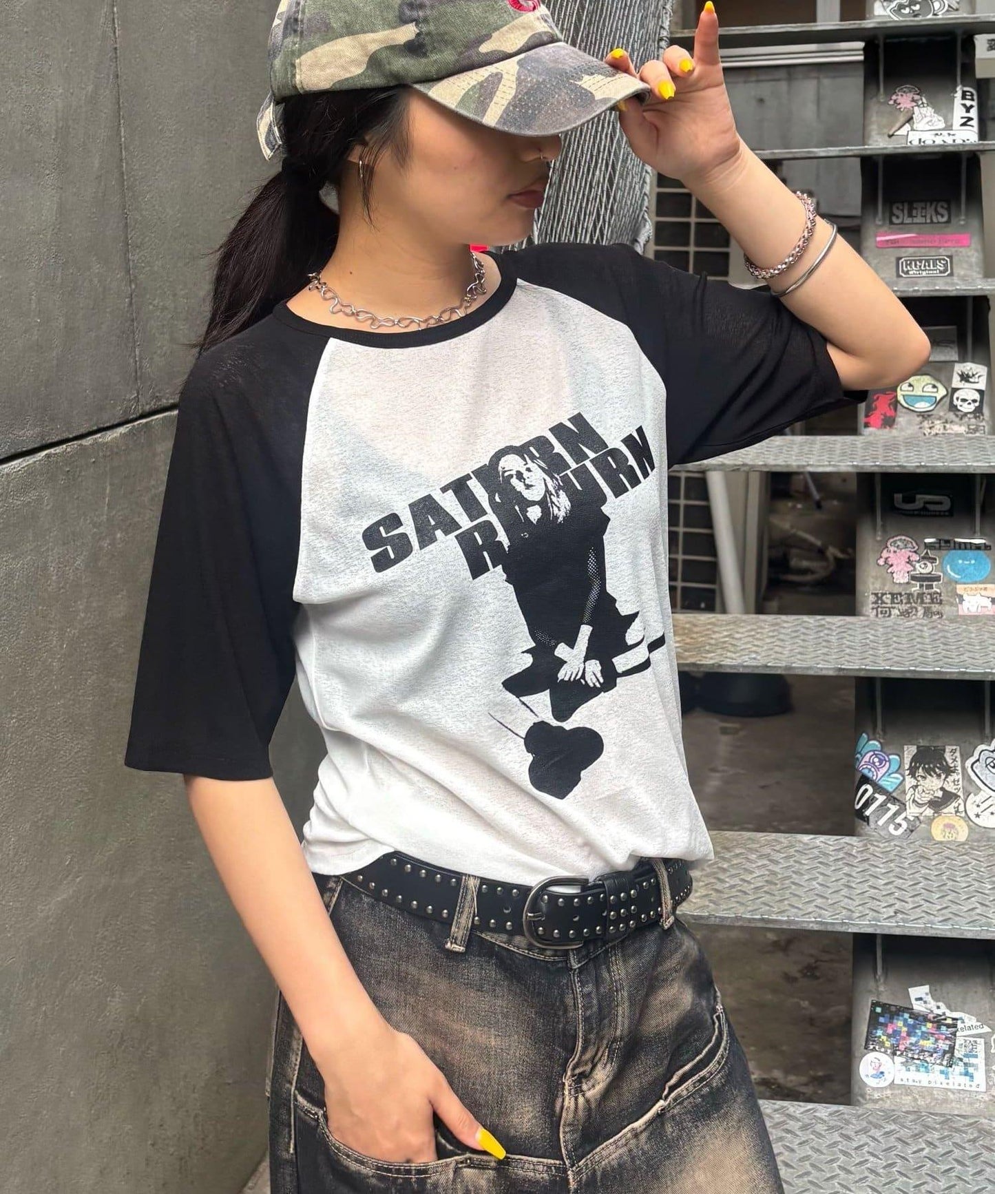 WHO'S WHO gallery Charlotte薄紗插肩五分袖T恤