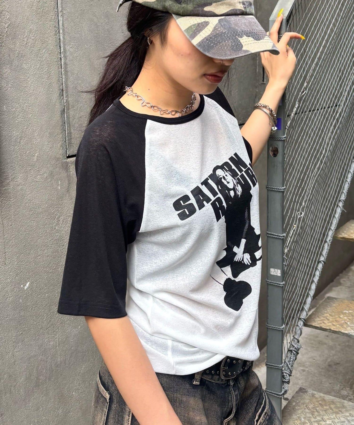 WHO'S WHO gallery Charlotte薄紗插肩五分袖T恤