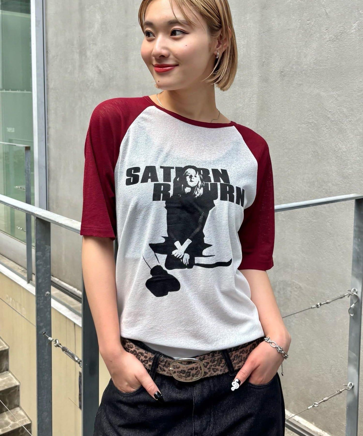 WHO'S WHO gallery Charlotte薄紗插肩五分袖T恤