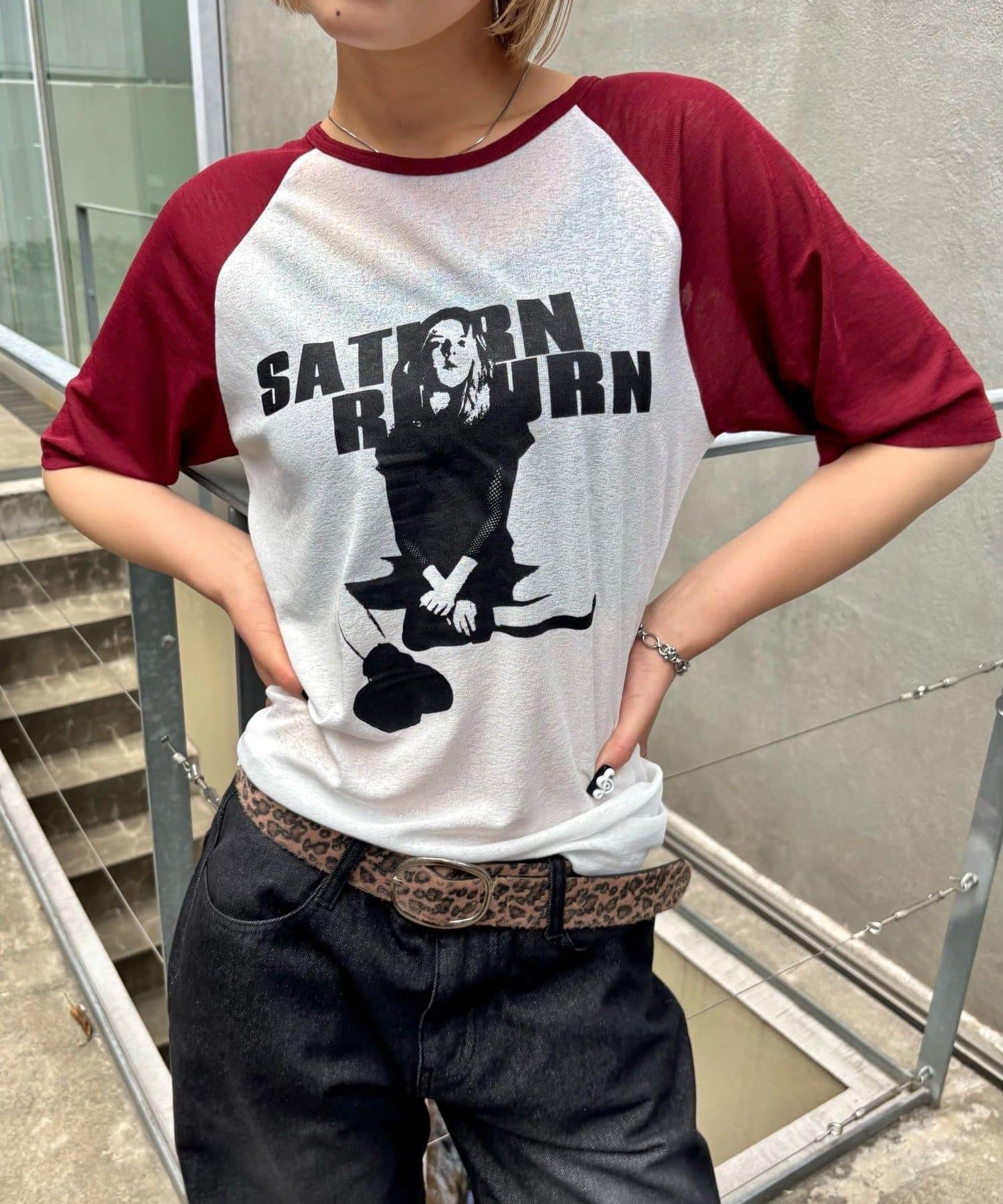 WHO'S WHO gallery Charlotte薄紗插肩五分袖T恤