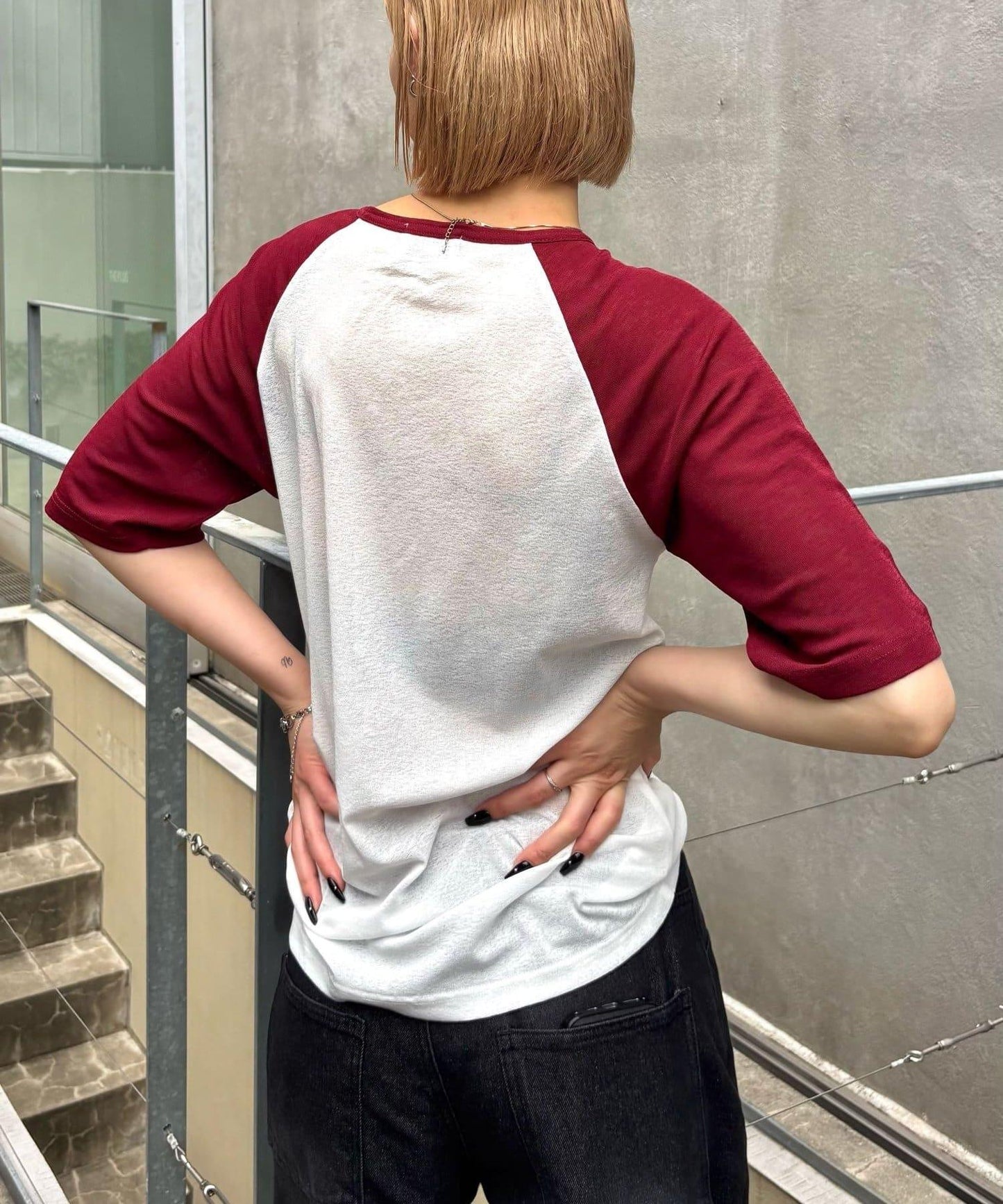 WHO'S WHO gallery Charlotte薄紗插肩五分袖T恤