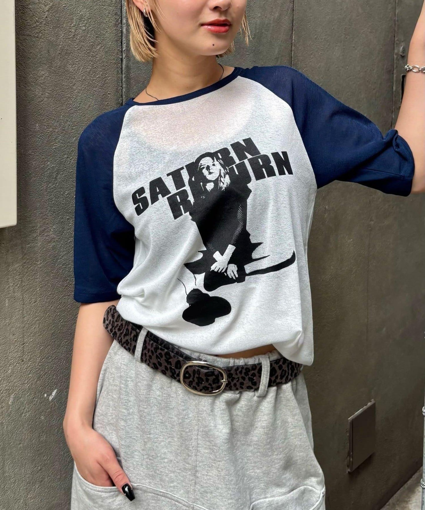 WHO'S WHO gallery Charlotte薄紗插肩五分袖T恤