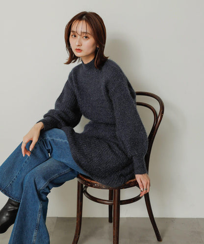 收腰針織連衣裙