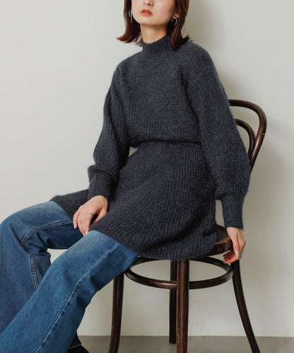 收腰針織連衣裙