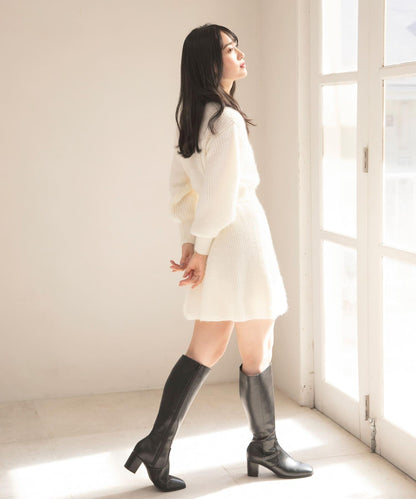 收腰針織連衣裙