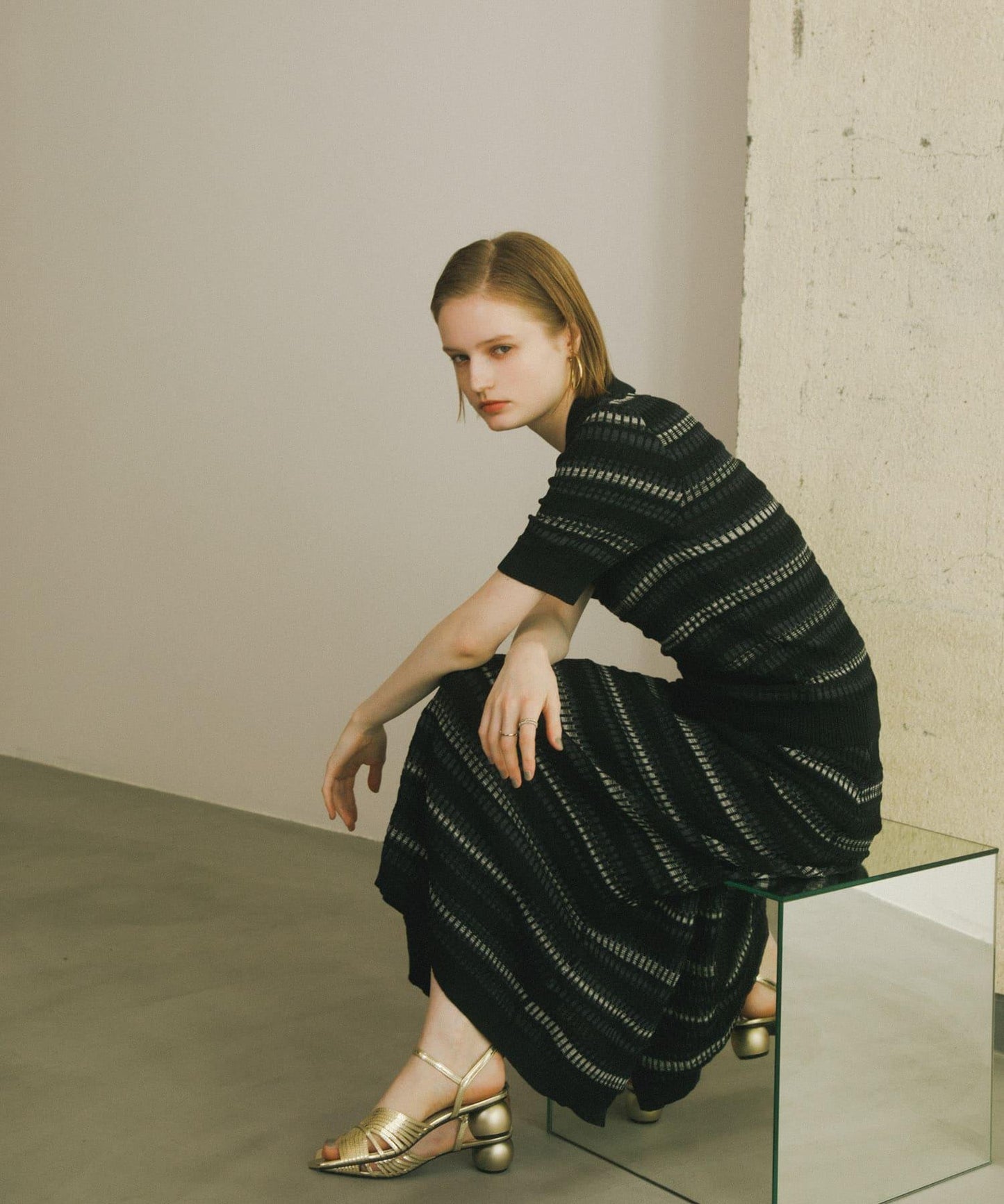 多色條紋針織半身裙