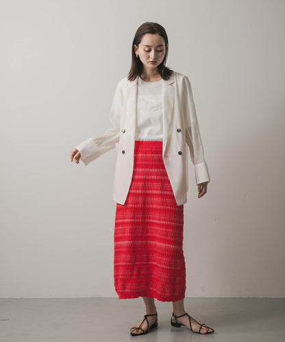 多色條紋針織半身裙