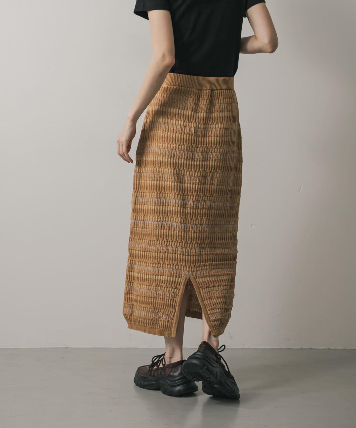 多色條紋針織半身裙