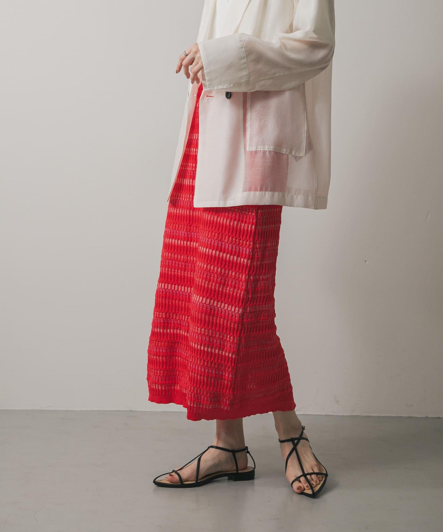 多色條紋針織半身裙