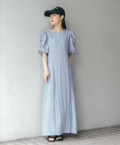 2尺碼可選抽繩袖連衣裙