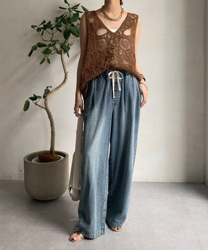 刺繡前後兩用蕾絲背心