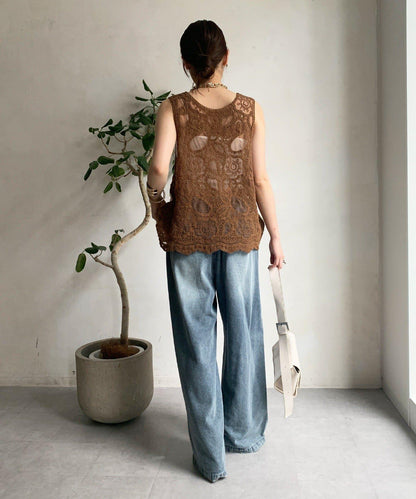 刺繡前後兩用蕾絲背心