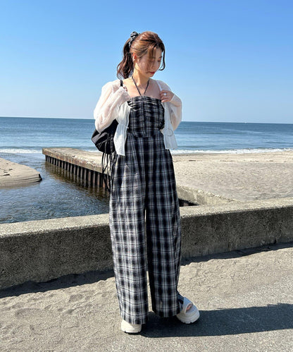 鏤空設計 2piece 揹帶褲套裝