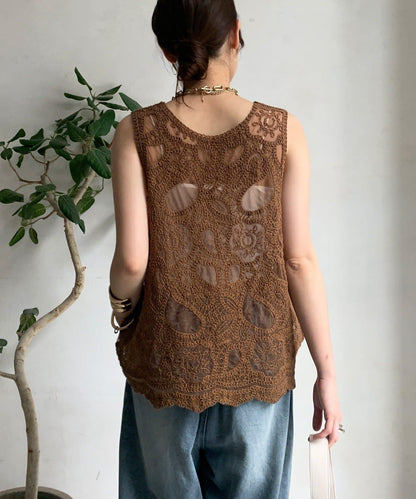 刺繡前後兩用蕾絲背心