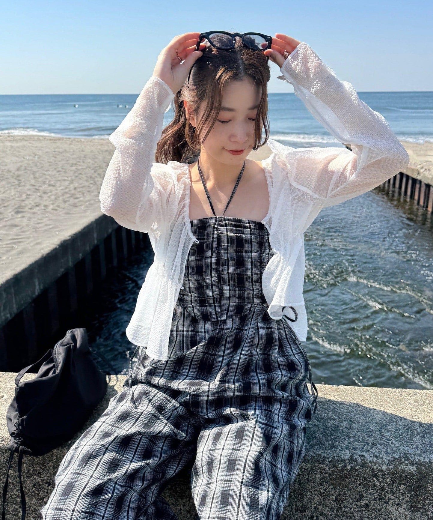 鏤空設計 2piece 揹帶褲套裝