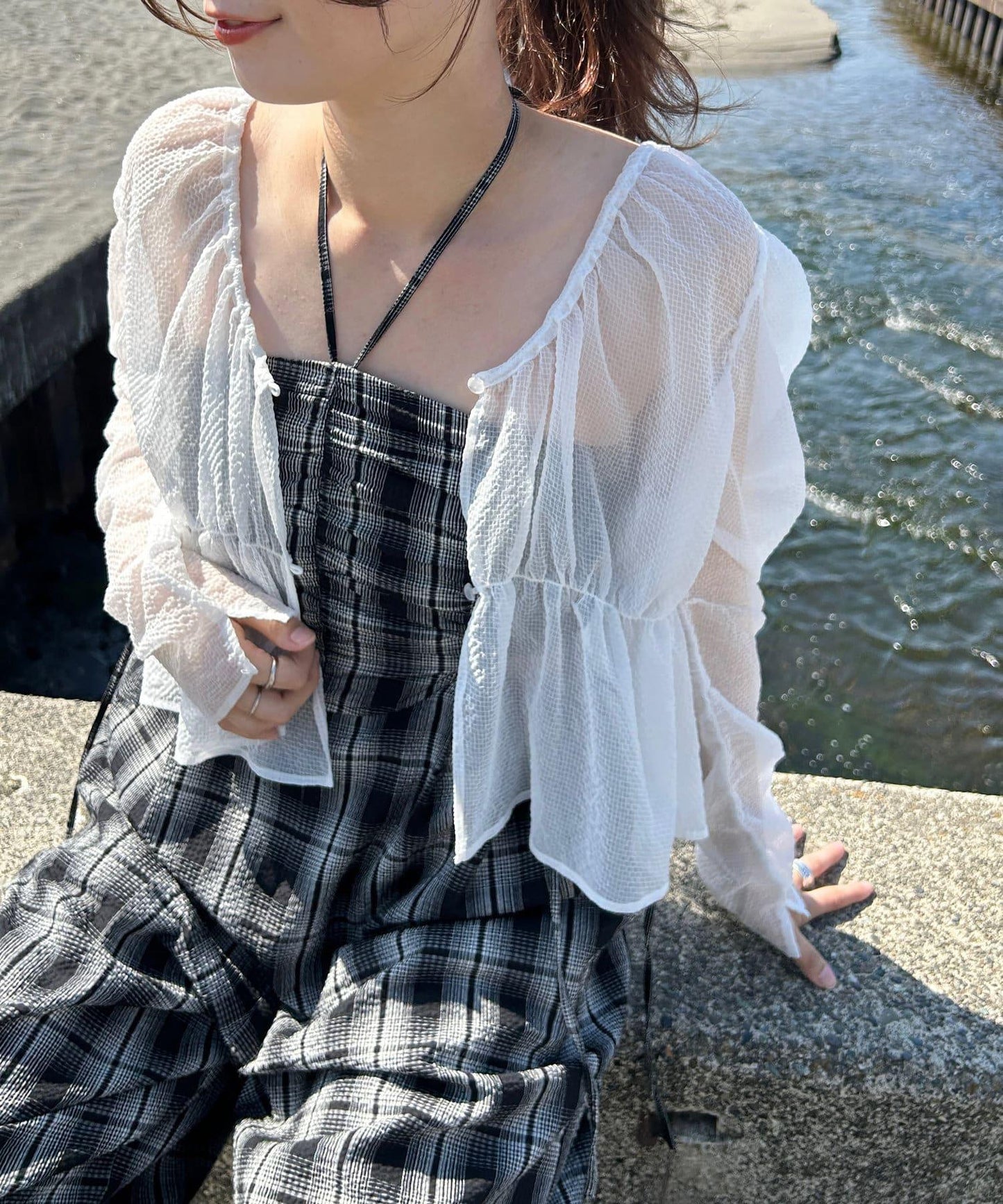 鏤空設計 2piece 揹帶褲套裝