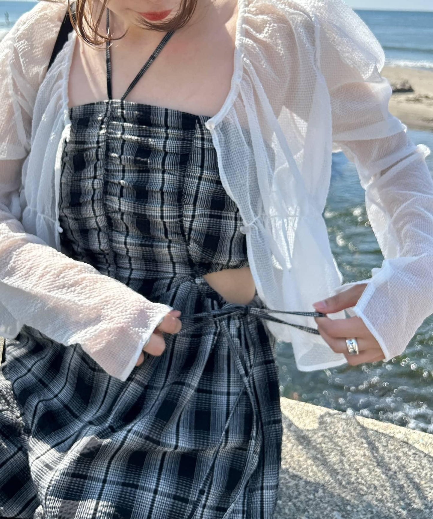 鏤空設計 2piece 揹帶褲套裝