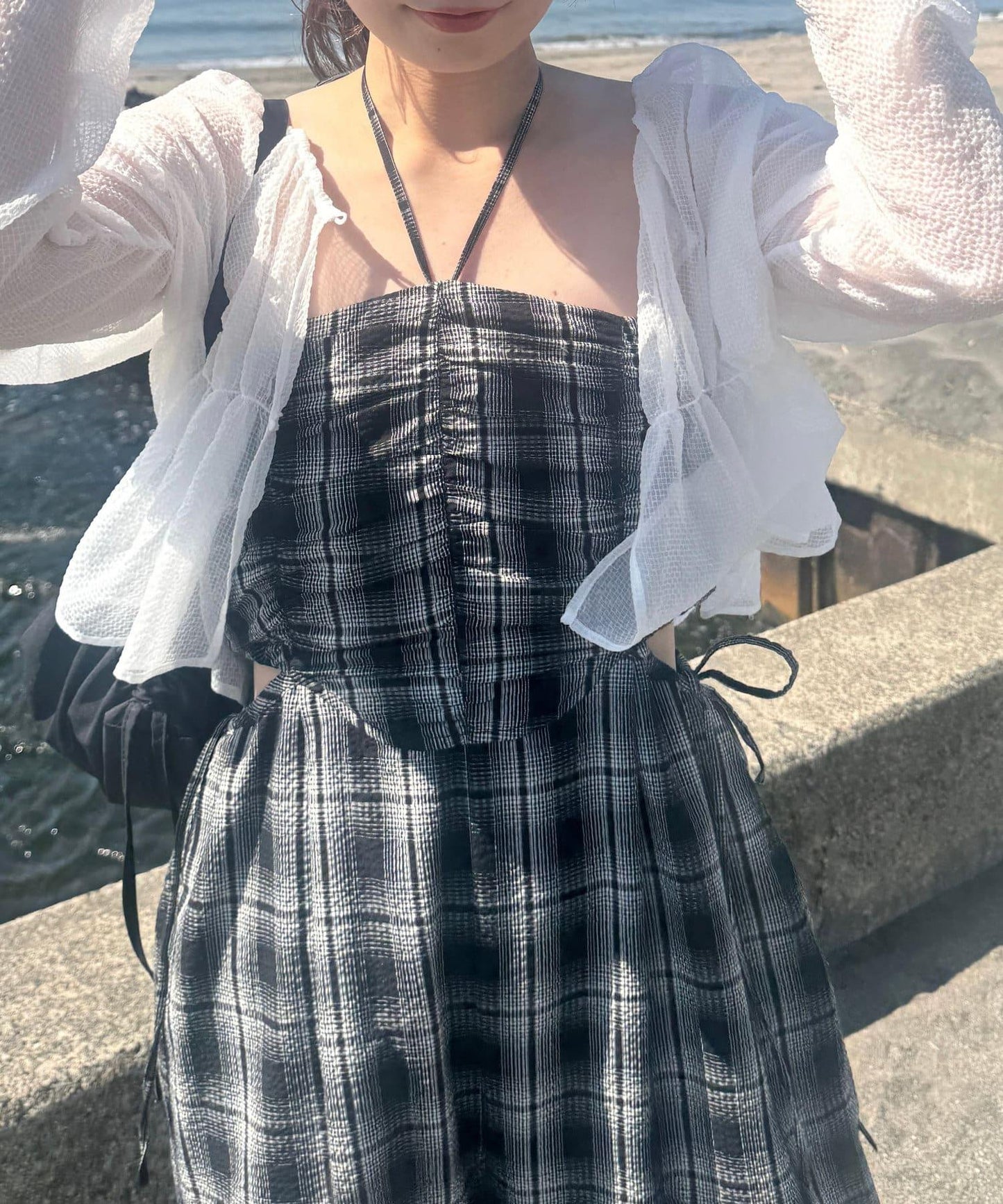 鏤空設計 2piece 揹帶褲套裝