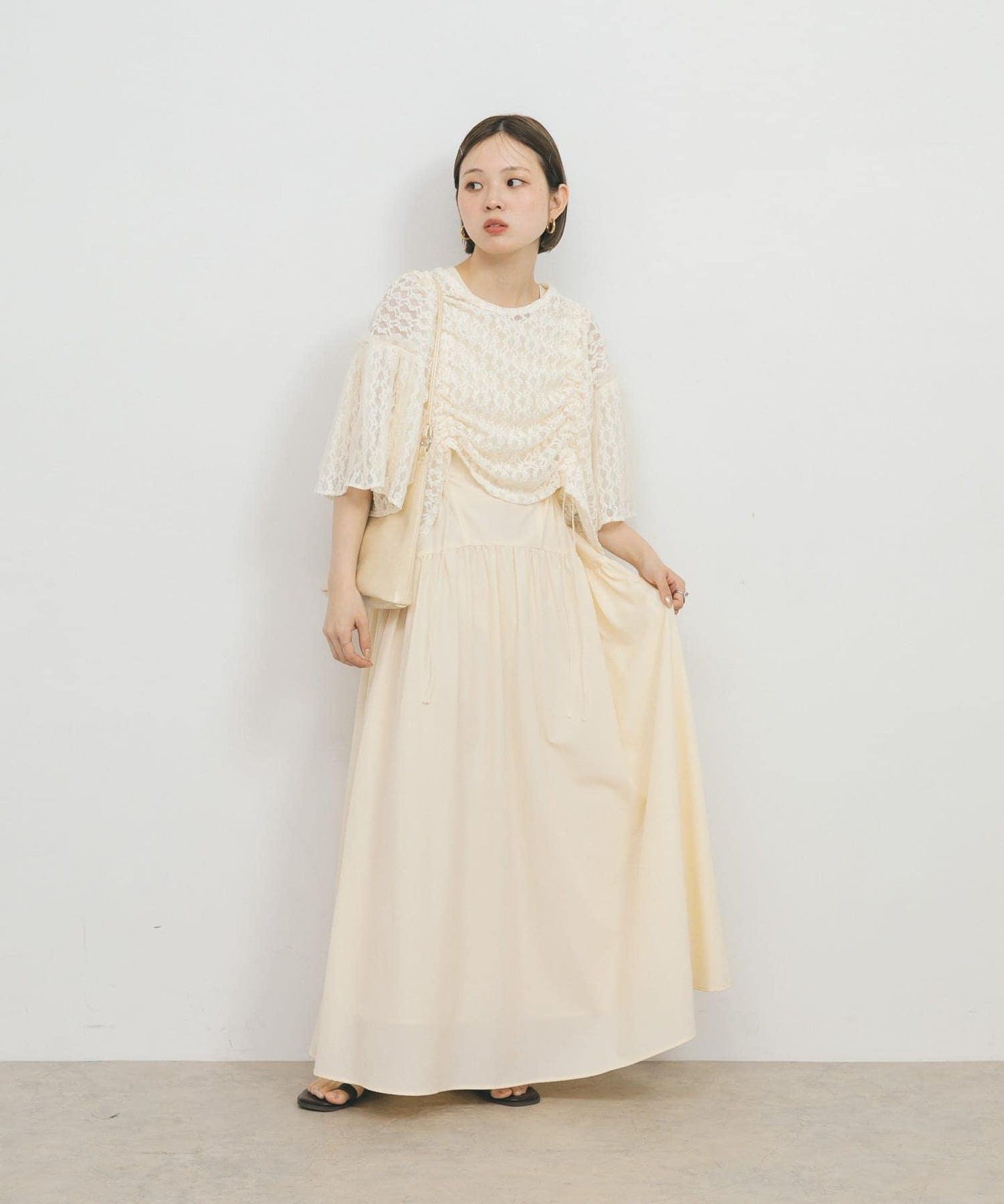 無袖抽繩連衣裙